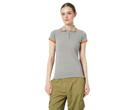 Футболка поло жіноча SOL'S Pasadena (сірий меланж/помаранчевий)