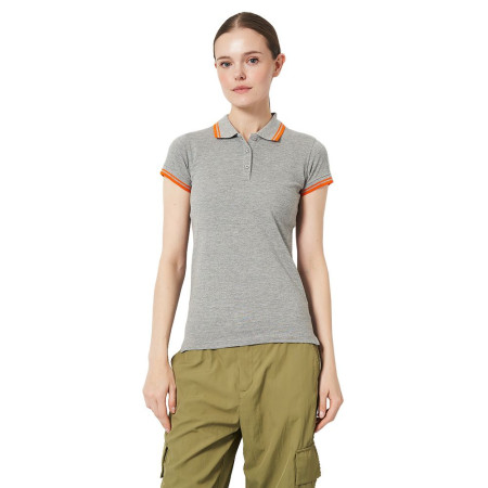 Футболка поло жіноча SOL'S Pasadena (сірий меланж/помаранчевий)