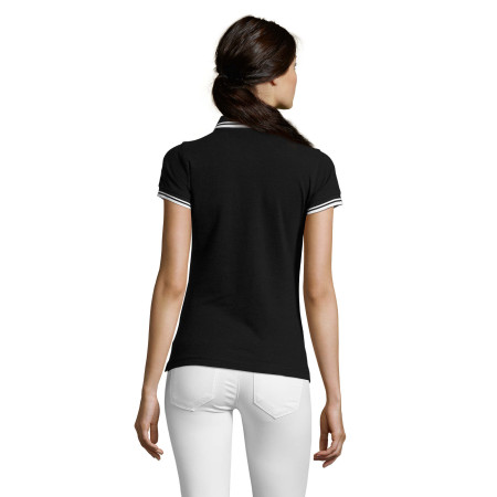 Футболка поло жіноча SOL'S Pasadena (чорний/білий)