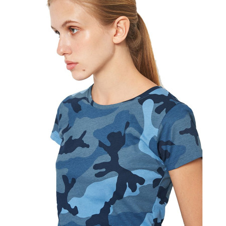 Футболка жіноча SOL'S Camo (камуфляж синій)