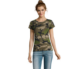 Футболка жіноча SOL'S Camo (камуфляж зелений)