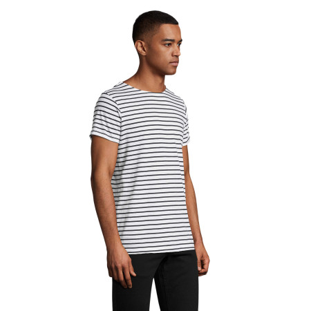 Футболка чоловіча SOL'S Miles (білий/темно-синій)