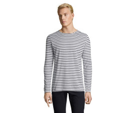 Лонгслів чоловічий SOL'S Marine (білий/темно-синій)