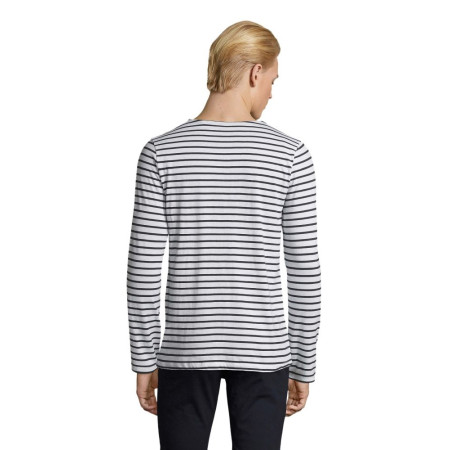 Лонгслів чоловічий SOL'S Marine (білий/темно-синій)