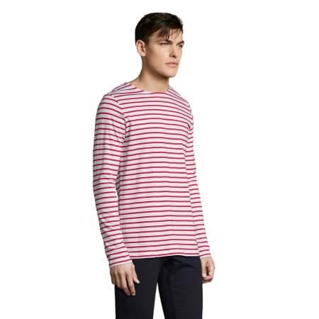 Лонгслів чоловічий SOL'S Marine (білий/червоний)