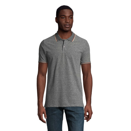 Футболка поло чоловіча SOL'S Paname (чорний меланж)