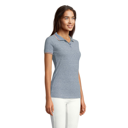 Футболка поло жіноча SOL'S Paname (джинсовий меланж)