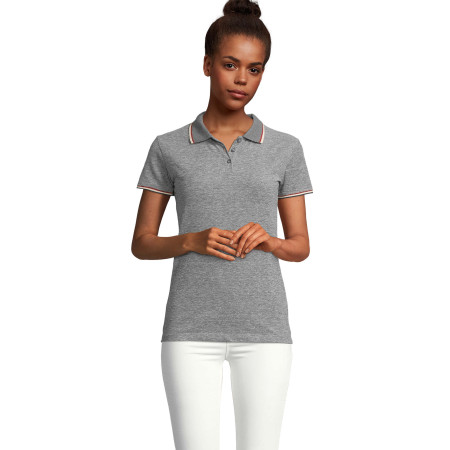 Футболка поло жіноча SOL'S Paname (чорний меланж)