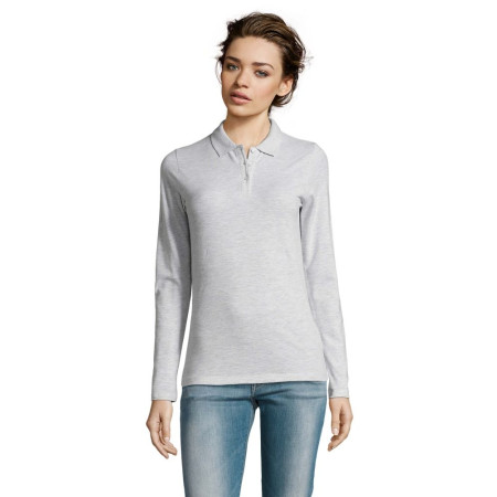 Лонгслів поло жіночий SOL'S Perfect LSL (світло-сірий меланж)