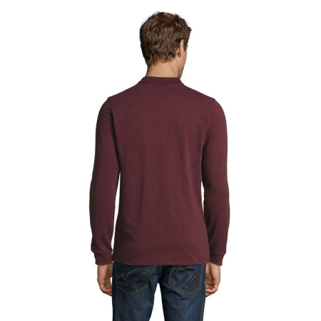 Лонгслів поло чоловічий SOL'S Perfect LSL (темно-бордовий меланж)