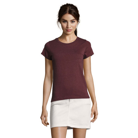 Футболка жіноча SOL'S Regent Fit (темно-бордовий меланж)