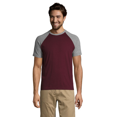 Футболка SOL'S Funky (сірий меланж/бордовий)