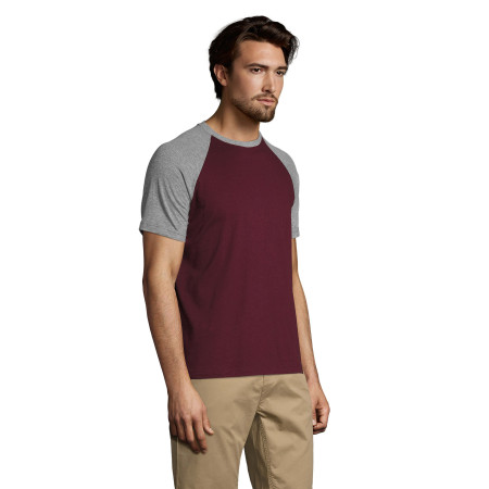 Футболка SOL'S Funky (сірий меланж/бордовий)