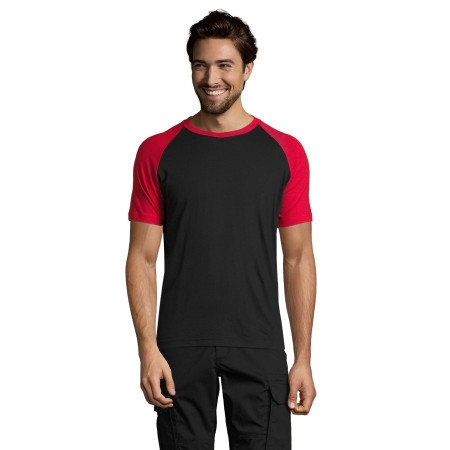 Футболка SOL'S Funky (чорний/червоний)