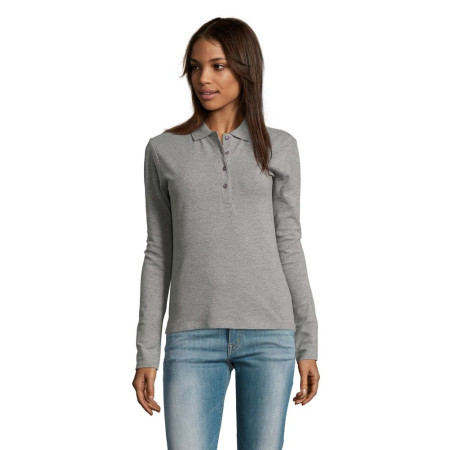 Лонгслів поло SOL'S Podium (сірий меланж)