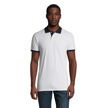 Футболка поло SOL'S Prince (білий/насичений темно-синій)