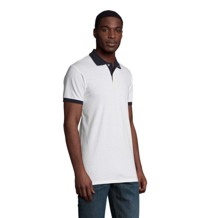 Футболка поло SOL'S Prince (білий/насичений темно-синій)