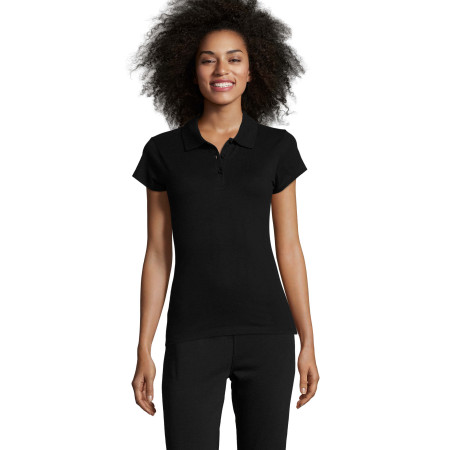 Футболка поло жіноча SOL'S Prescott (насичений чорний)