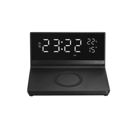 Бездротовий зарядний пристрій з годинником Cyber, TM TEG (чорний) Бездротовий зарядний пристрій з годинником Cyber, TM TEG (чорний)