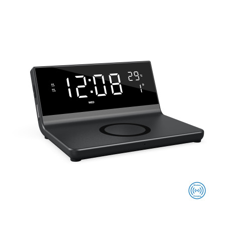 Бездротовий зарядний пристрій з годинником Cyber, TM TEG (чорний) Бездротовий зарядний пристрій з годинником Cyber, TM TEG (чорний)