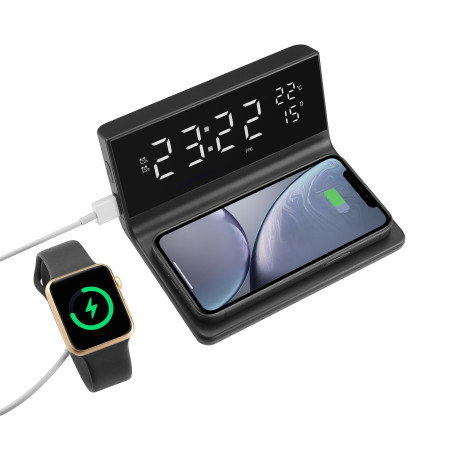 Бездротовий зарядний пристрій з годинником Cyber, TM TEG (чорний) Бездротовий зарядний пристрій з годинником Cyber, TM TEG (чорний)