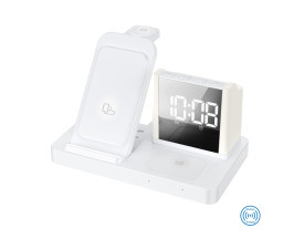 Бездротовий зарядний пристрій з годинником Time Dock, TM TEG (білий)