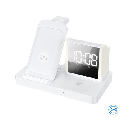 Бездротовий зарядний пристрій з годинником Time Dock, TM TEG (білий)