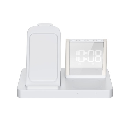 Бездротовий зарядний пристрій з годинником Time Dock, TM TEG (білий)
