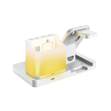 Бездротовий зарядний пристрій з годинником Time Dock, TM TEG (білий)