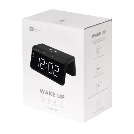 Годинник з бездротовою зарядкою Wake Up, TM TEG (чорний)