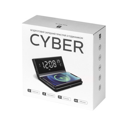 Бездротовий зарядний пристрій з годинником Cyber, TM TEG (чорний) Бездротовий зарядний пристрій з годинником Cyber, TM TEG (чорний)