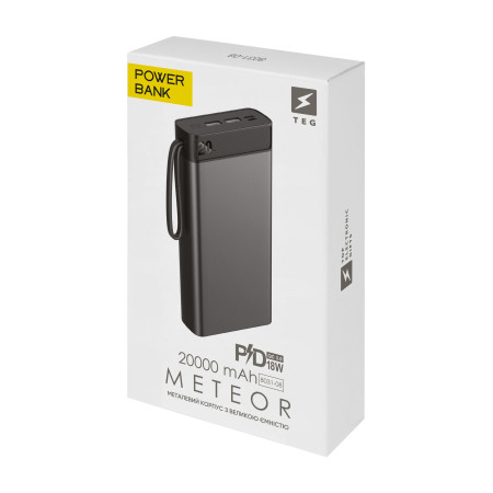 Універсальний зарядний пристрій METEOR 20000 mAh, TM TEG (чорний) Універсальний зарядний пристрій METEOR 20000 mAh, TM TEG (чорний)
