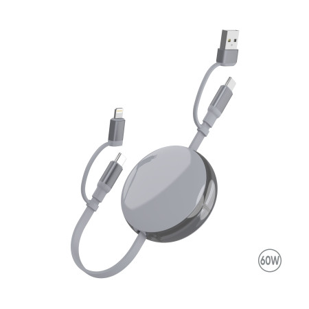 Зарядний кабель 3 в 1  Ving, ТМ TEG (сірий)