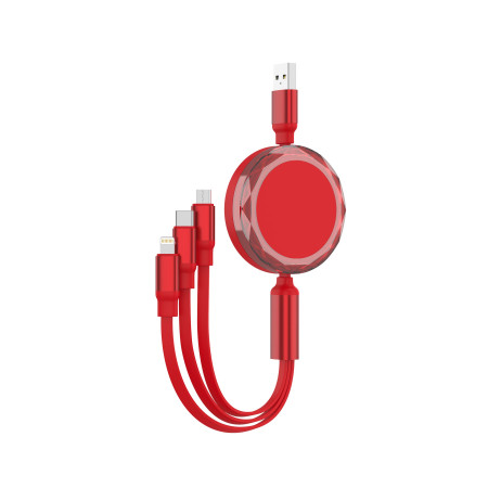 Зарядний кабель 3 в 1  Ruoki, ТМ TEG (червоний)