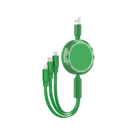 Зарядний кабель 3 в 1  Ruoki, ТМ TEG (зелений)