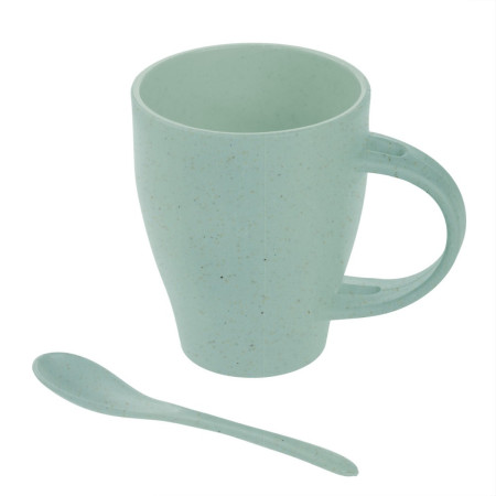 Екокружка 300 мл з ложкою Voyager бамбукова (світло-зелений)